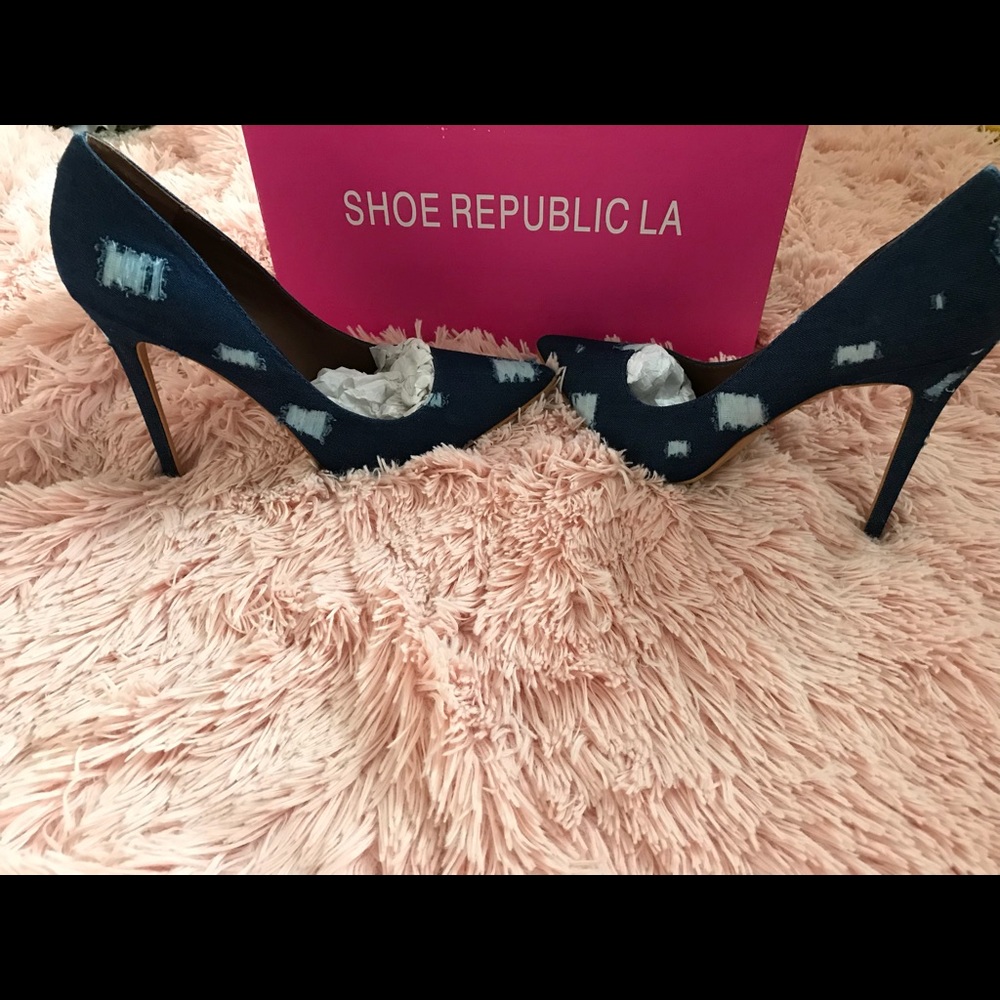 Akira Chicago- shoe republic distressed denim pump